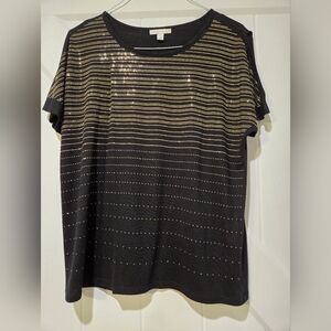 Black with gold beaded top